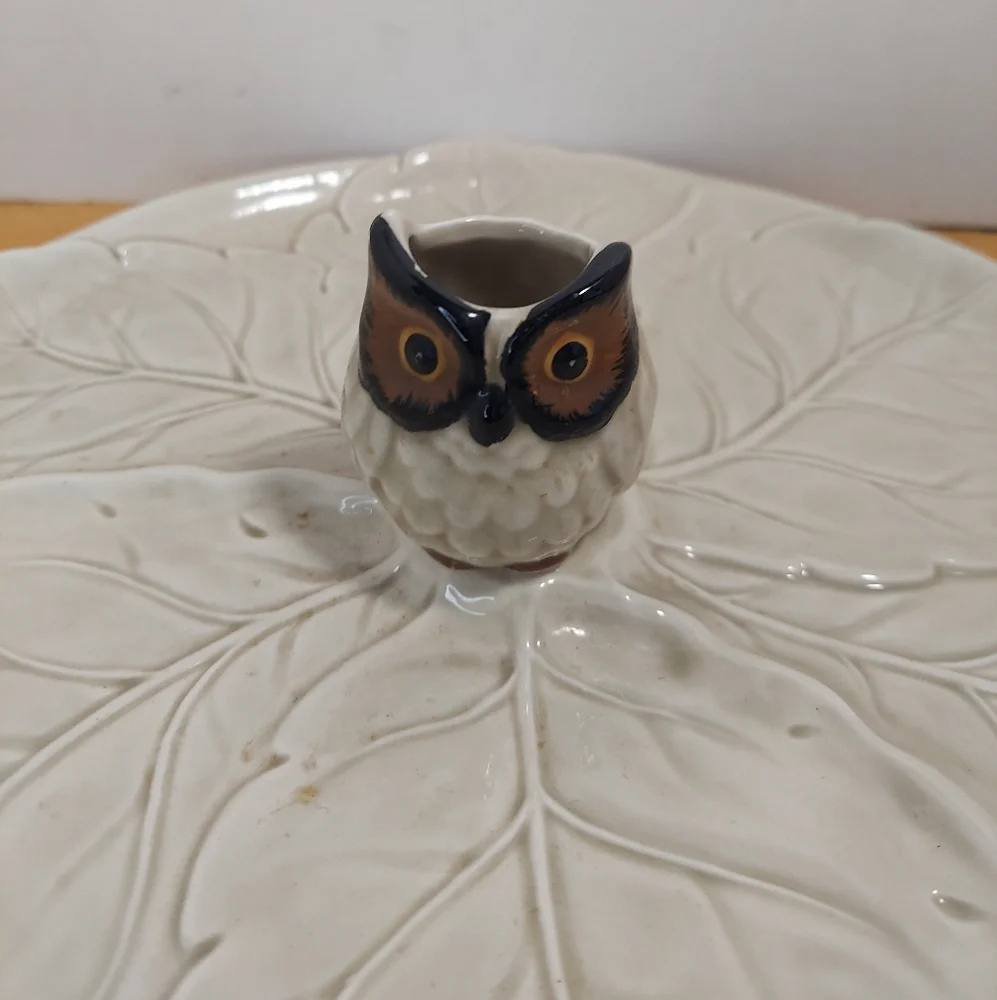 Vintage Otigari Owl Appetizer Toothpick Holder Tray 10" Round - Picture 2 of 11